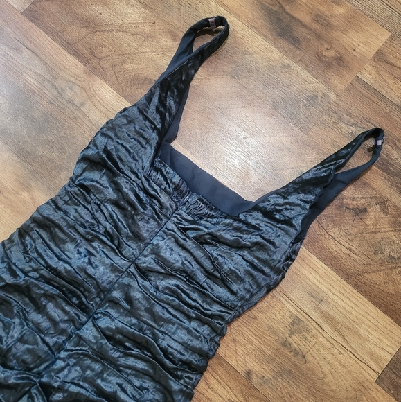 Nicole Miller Collection Ruched Drape Jewel Navy Metalic Dress Size 8 - Picture 10 of 10